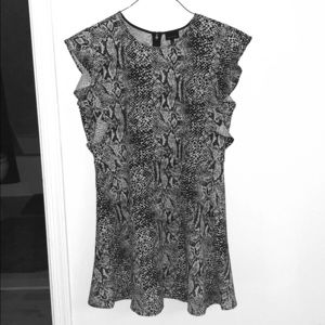 Women’s Faux Snake Skin Ruffle Dress